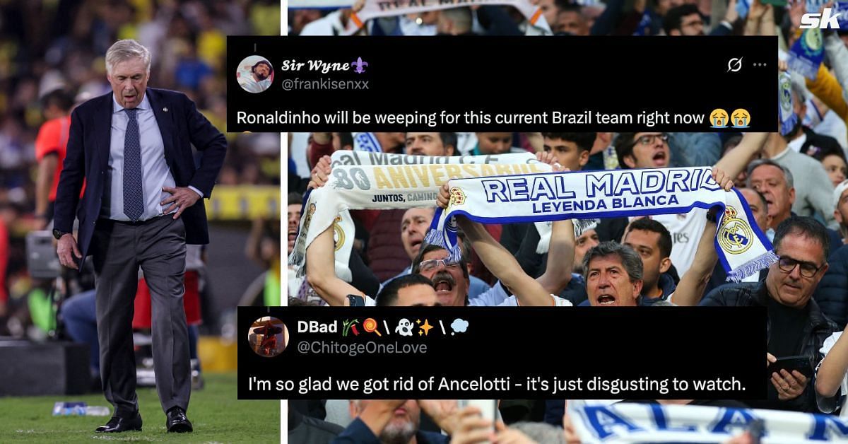 Former Real Madrid boss made his Brazil debut on Thursday. (GETTY, frankisenxx/X, ChitogeOneLove/X)