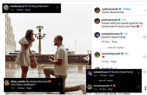 Steelers players react to Pat Freiermuth’s engagement with Jillian/@patfreiermuth