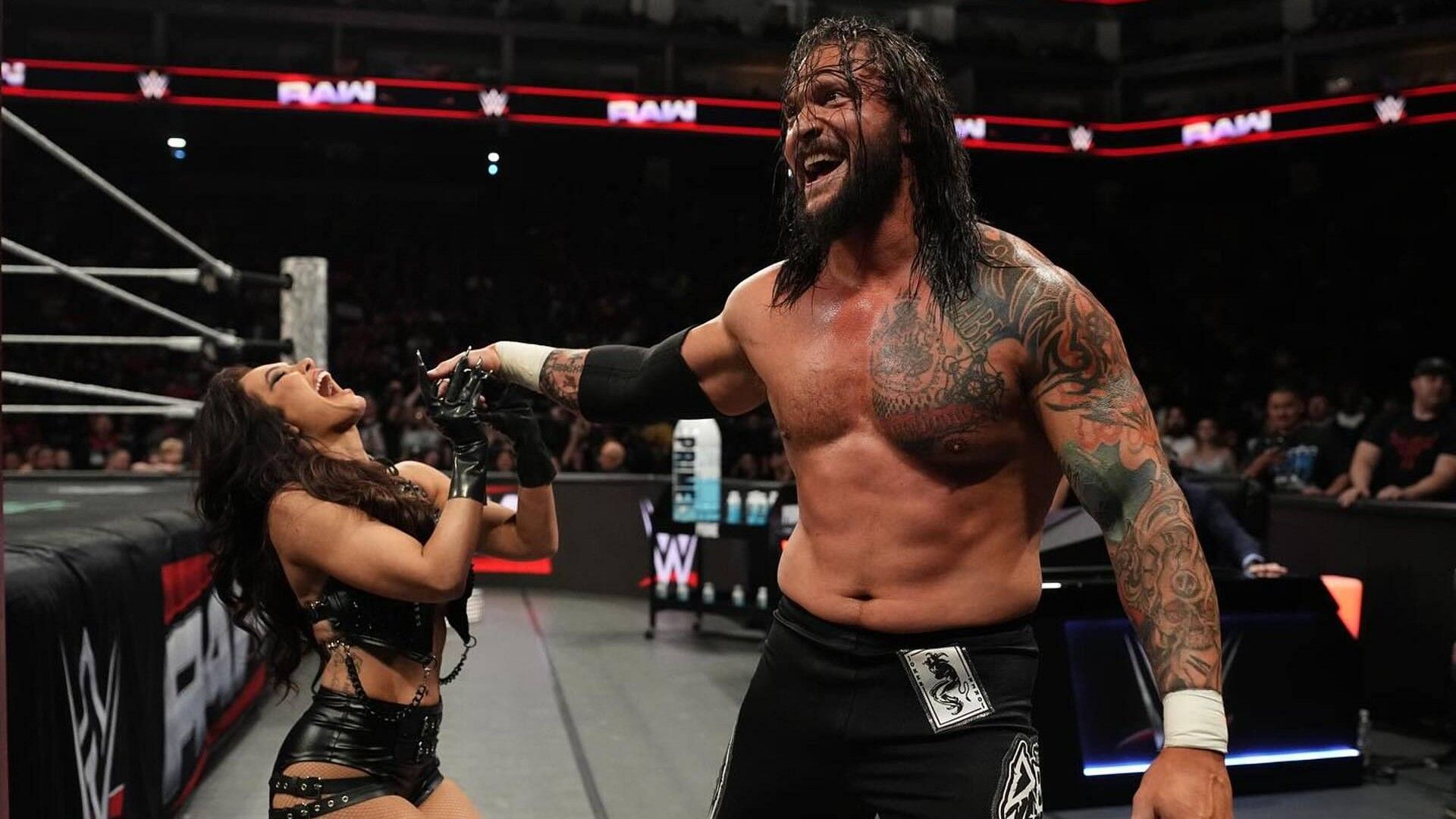 Karrion Kross and Scarlett at ringside on WWE RAW