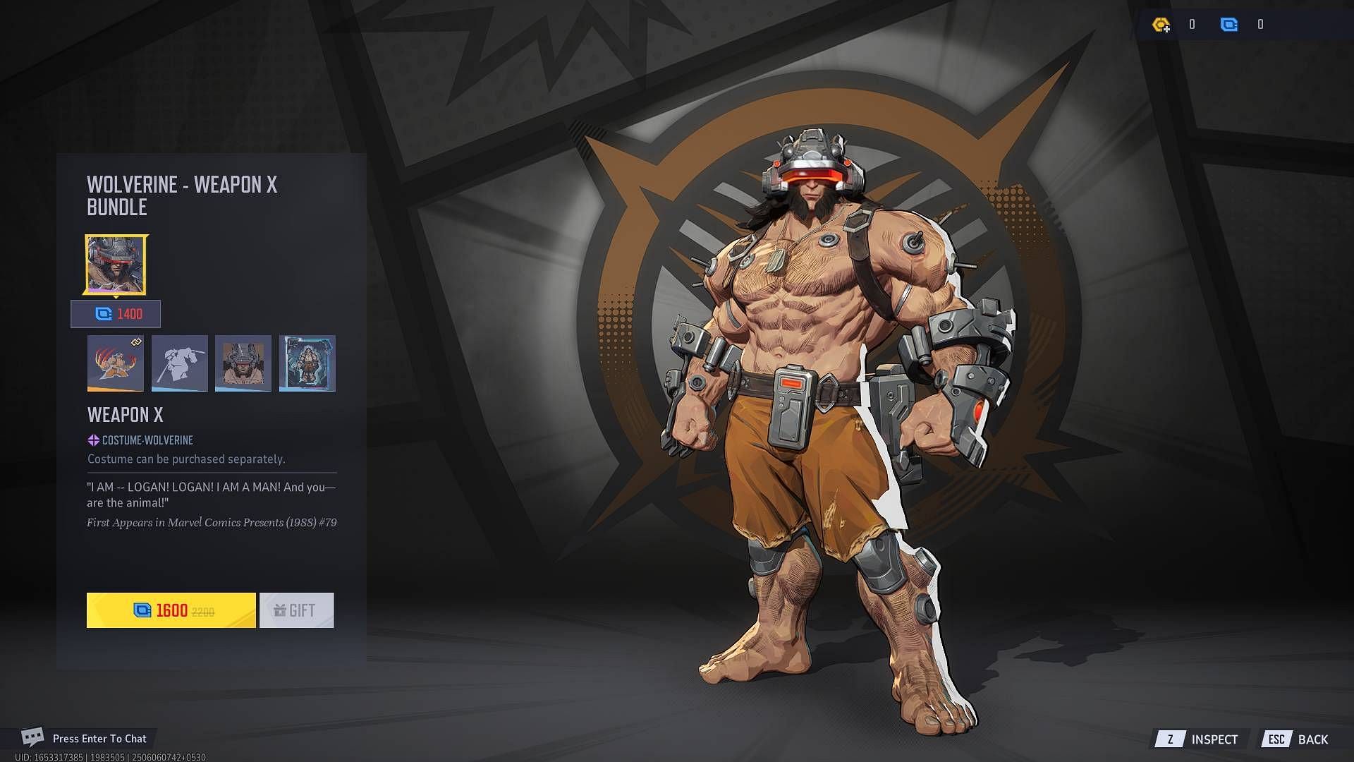 All items in the Wolverine Weapon X bundle (Image via NetEase Games)