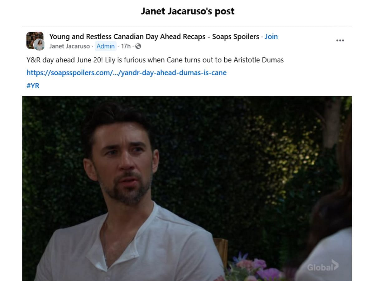The Original Post by the fan (Image via Facebook/ @Janet Jacaruso)