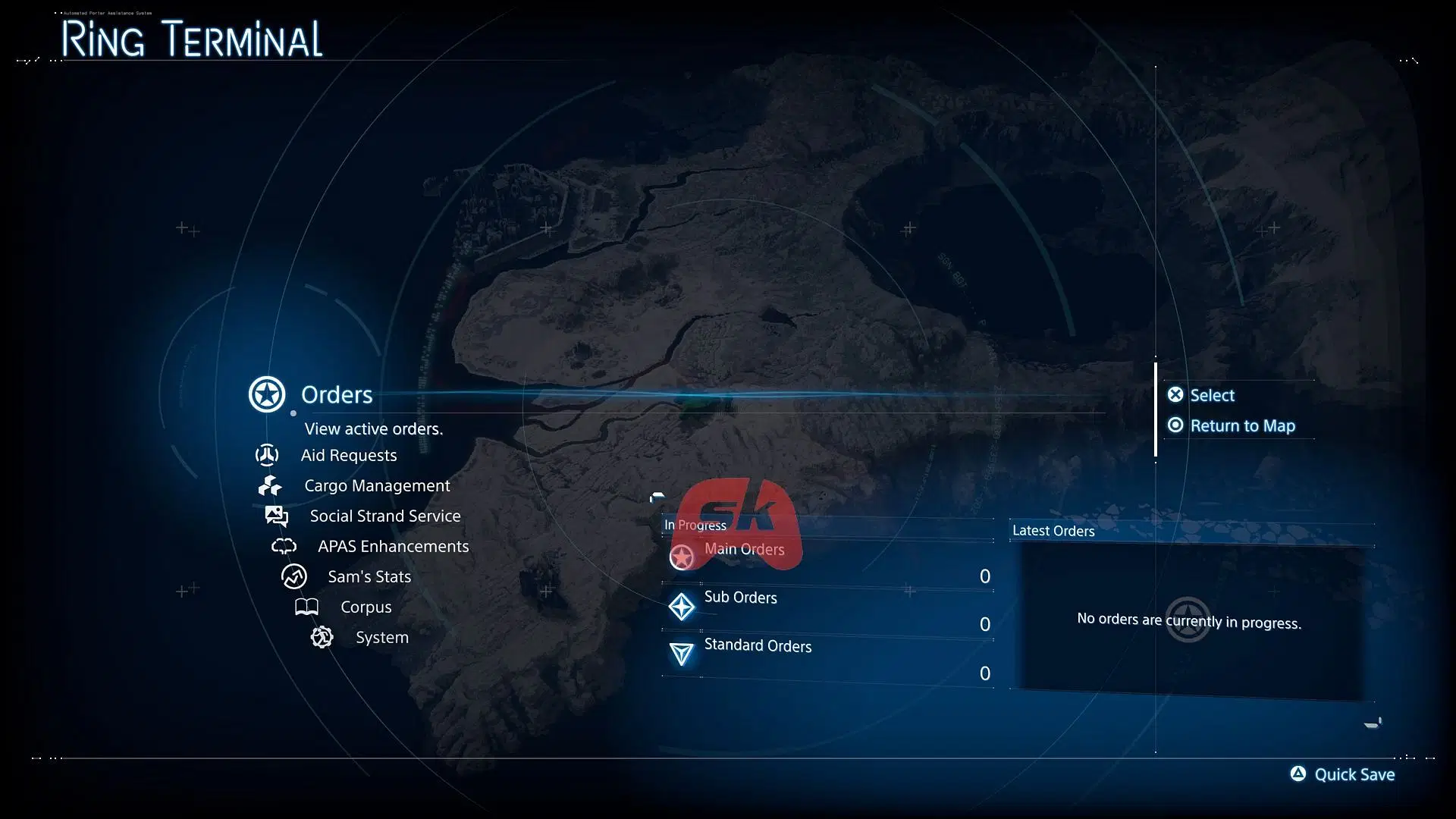 Check out your orders in the Ring Terminal (Image via Sportskeeda Gaming / Sony Interactive Entertainment)