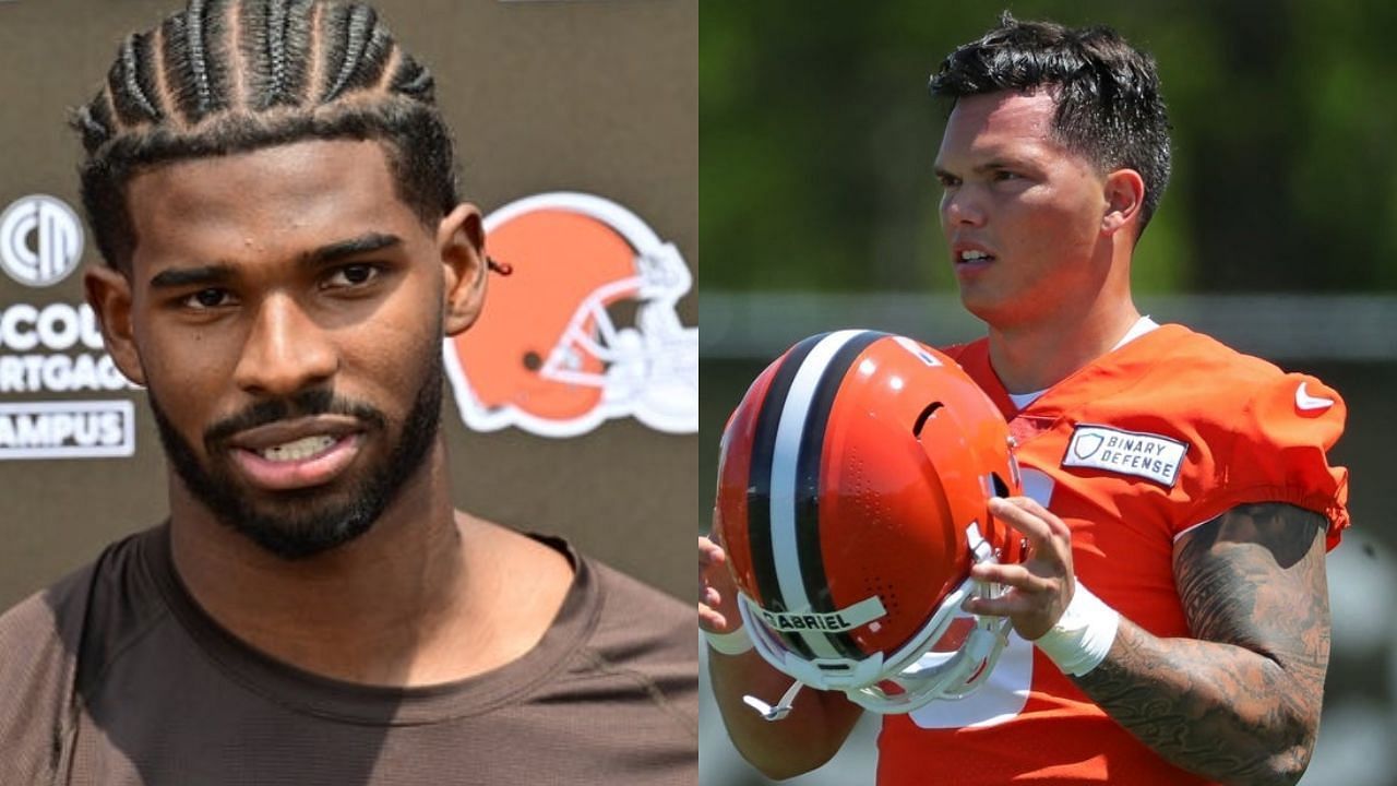 Shedeur Sanders with Dillon Gabriel at Cleveland Browns tranining camp