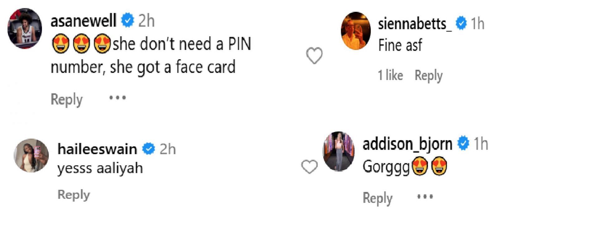 Asa Newell. Sienna Betts, others comment on Aaliyah Crump&#039;s weekend photo dump (source: IG/ aaliyahcrump_)