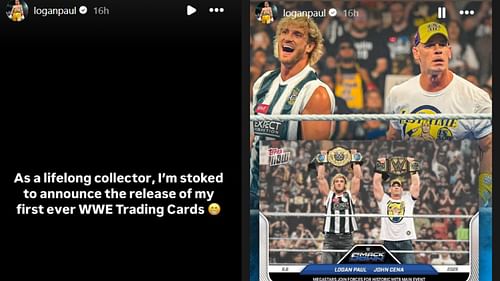 Logan Paul has announced the release of his WWE Trading Cards. [Screenshot: Logan Paul's Instagram account]