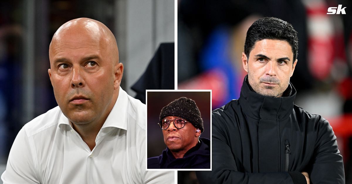 Liverpool boss Arne Slot (left), Arsenal manager Mikel Arteta (right), Ian Wright (inset) - all pics GETTY