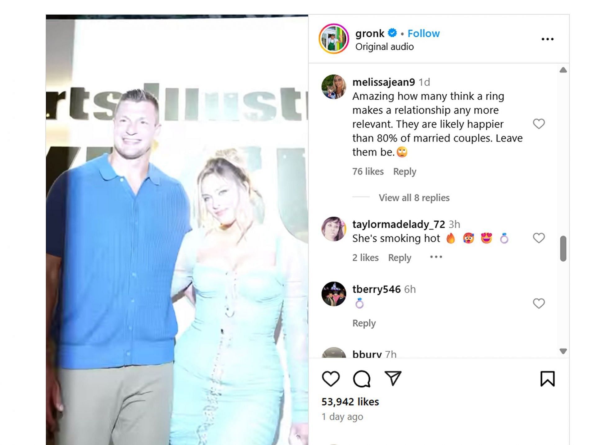 NFL fans react as Gronkowski joins girlfriend Camille Kostek at Miami Swim Week/@gronk