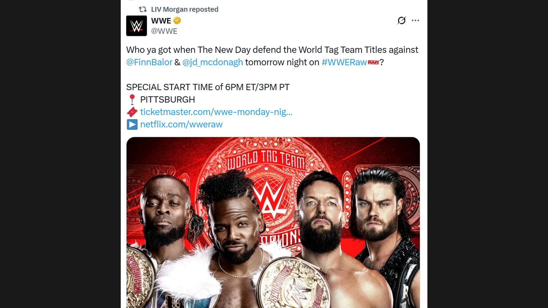 Liv Morgan retweeted WWE&#039;s post on X [Image Credits: Morgan&#039;s X Account]