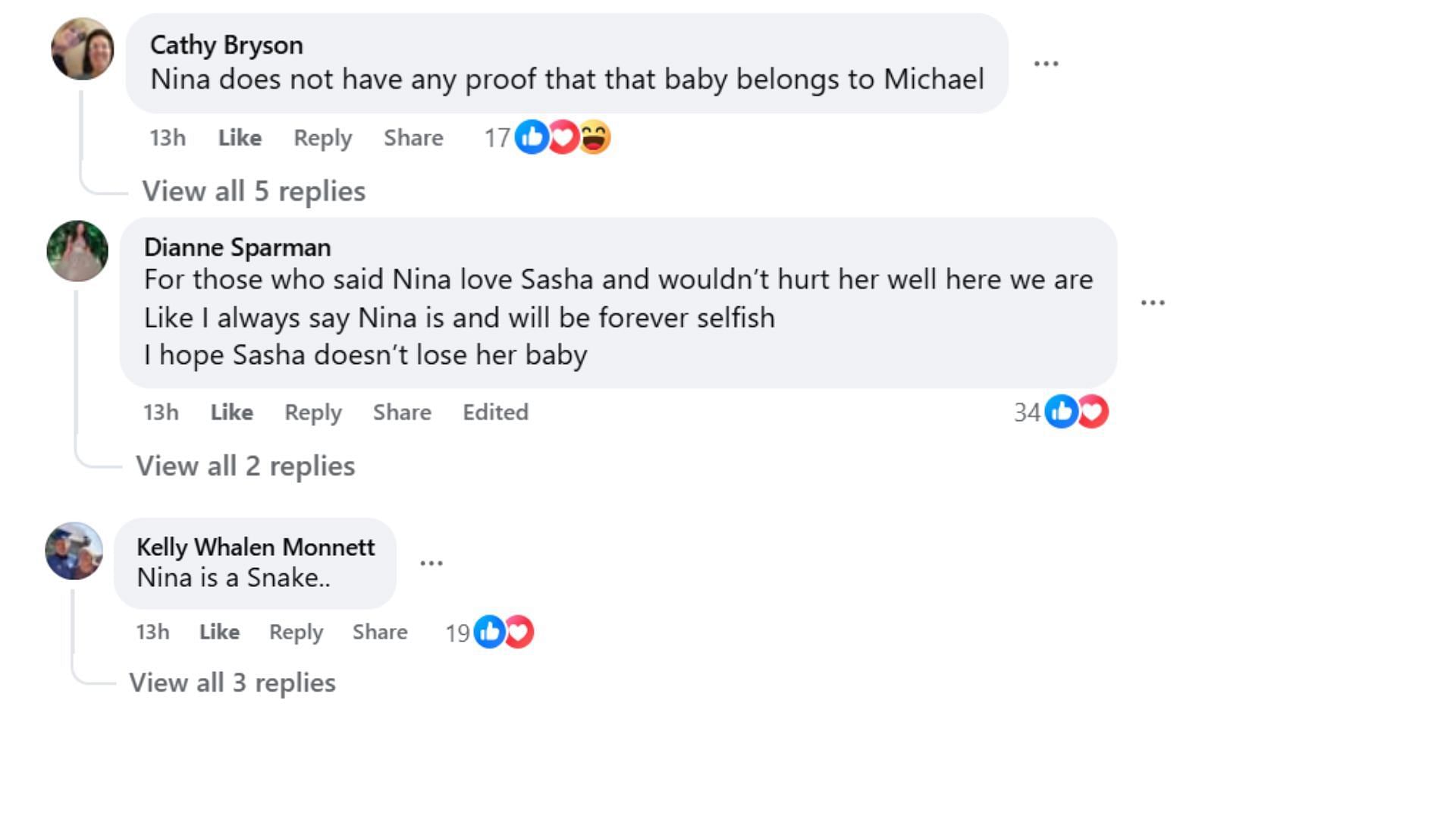 Comments by fans on the post (Image via Facebook/@Donna Drucker)