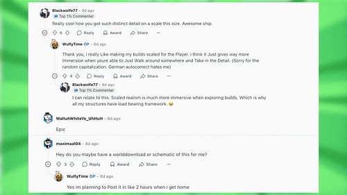Redditors react to the ship (Image via Reddit)