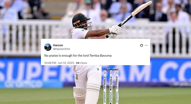 "No praise is enough for the lord Temba Bavuma" - Fans erupt as skipper battles injury to score fighting 65* in SA vs AUS WTC 2025 final