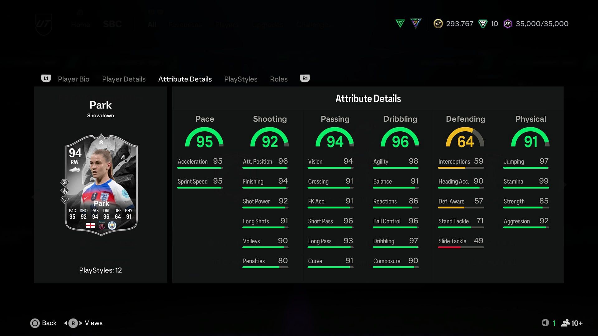 Jess Park stats (Image via EA Sports)
