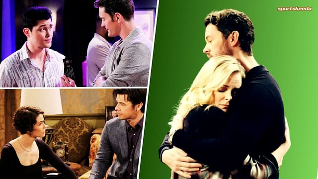 Clockwise from topleft, Paul and Andrew, Belle and EJ, and Xander and Sarah from DOOL (Custom edit by Sportskeeda, Original images via Peacock/@Days of Our Lives)
