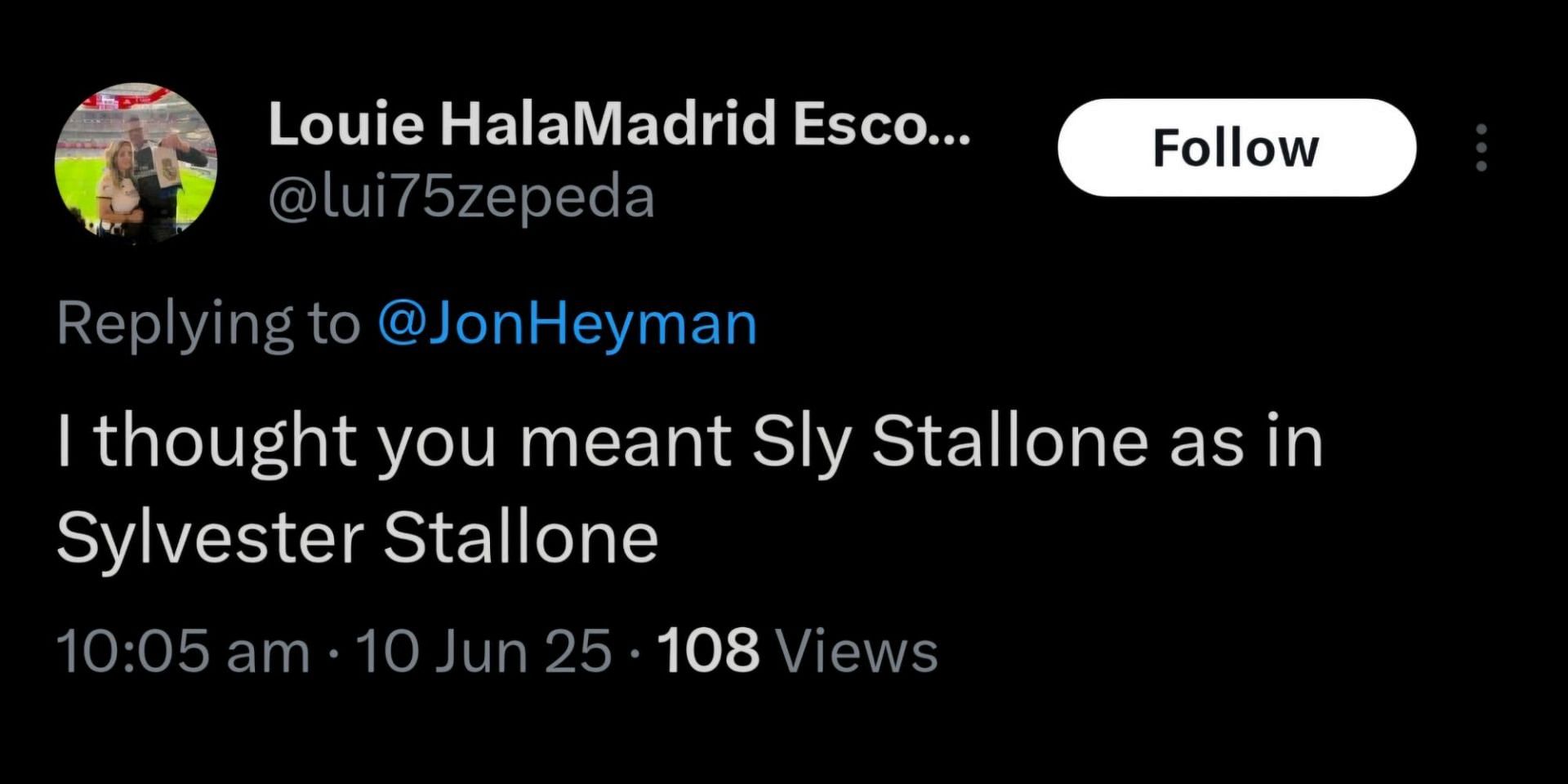 Stallone's fans were misled by Sly Stone's death announcement. (Image via X/@lui75zepeda)