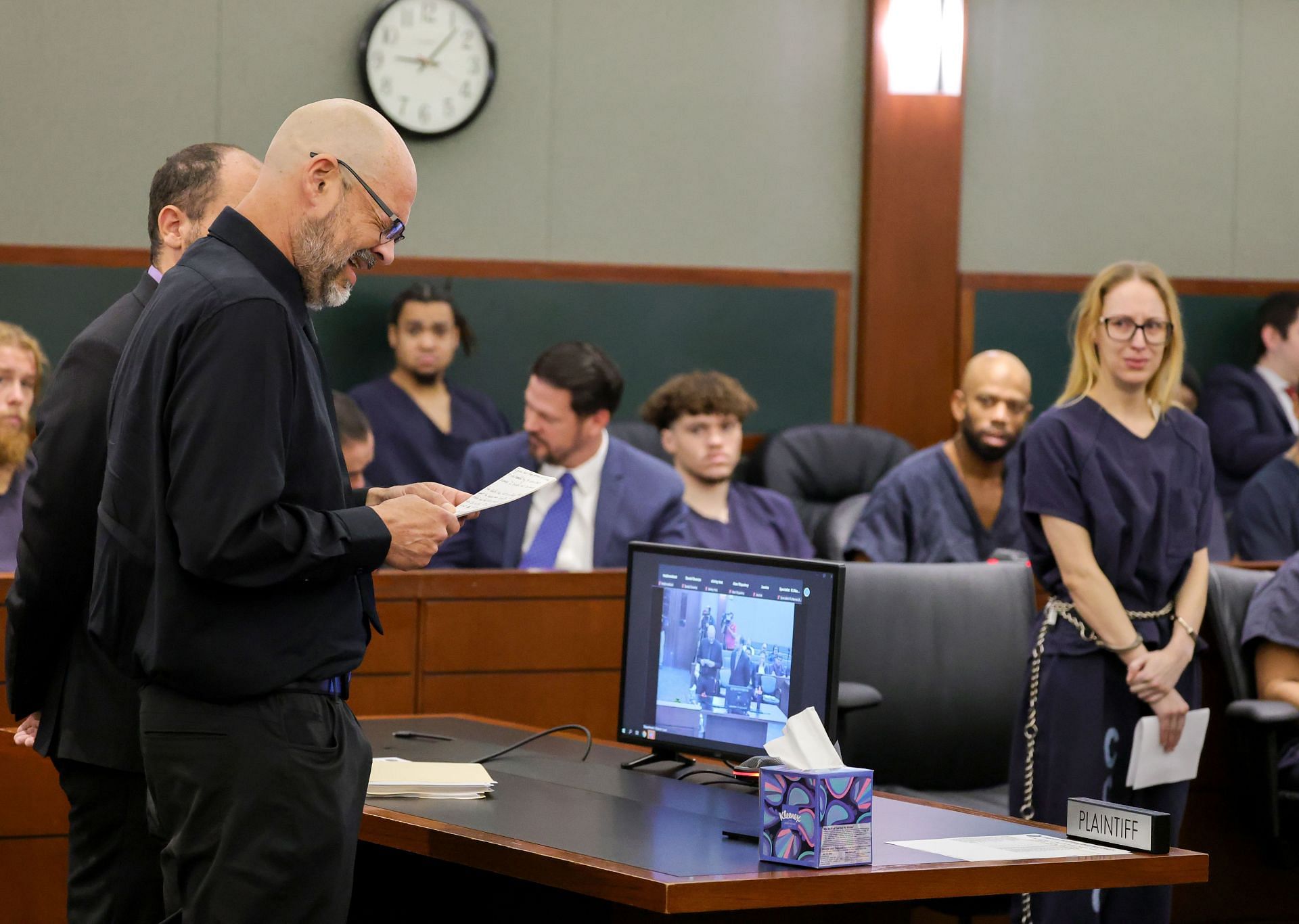 Aaron Goodwin of &quot;Ghost Adventures&quot; reading his statement at the court. - (Image via Getty)