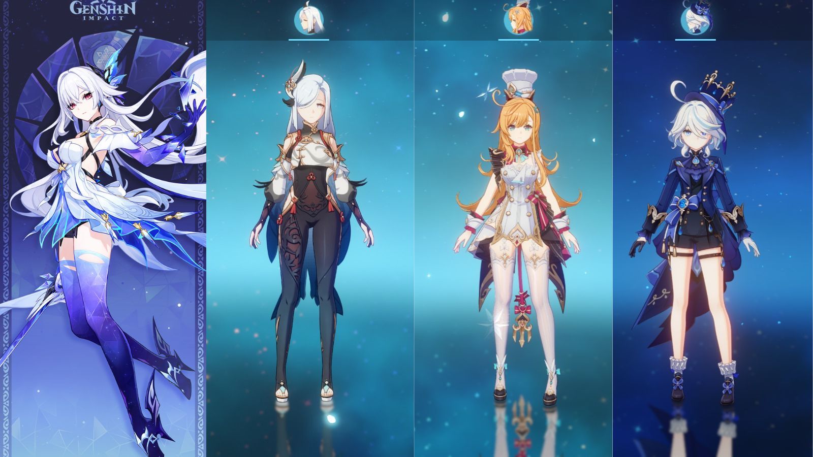 Skirk, Shenhe, Escoffier, and Furina (Image via HoYoverse)
