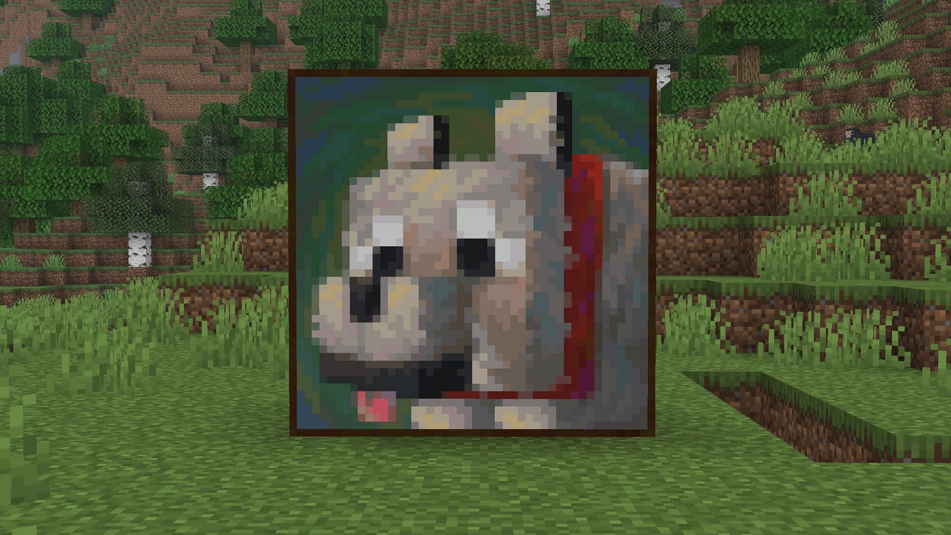 Dennis is a 3x3 painting of a pet wolf (Image via Sportskeeda Gaming || Mojang Studios)