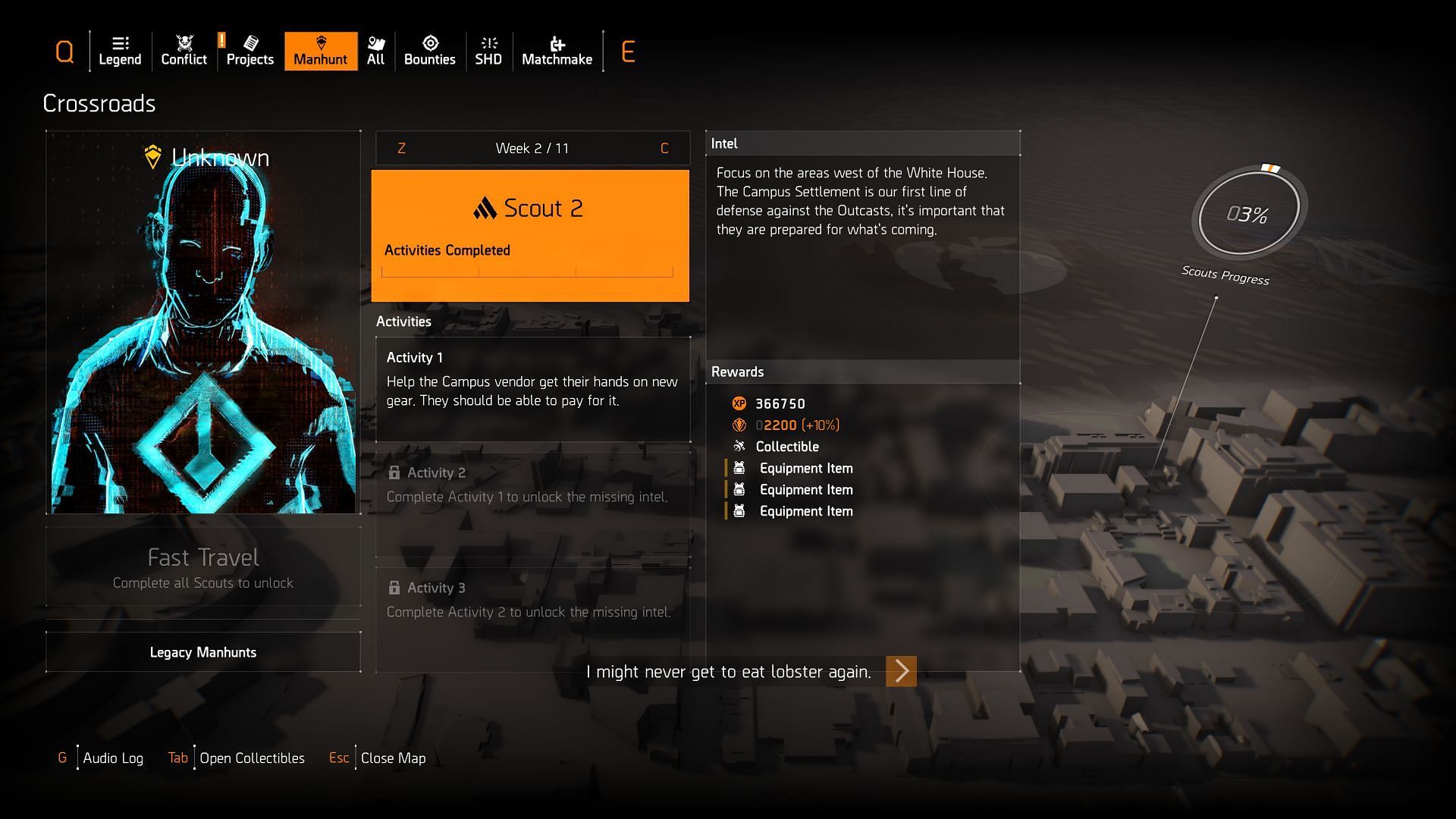 Week 2 Scout 2 objectives in The Division 2 (Image via Ubisoft) 