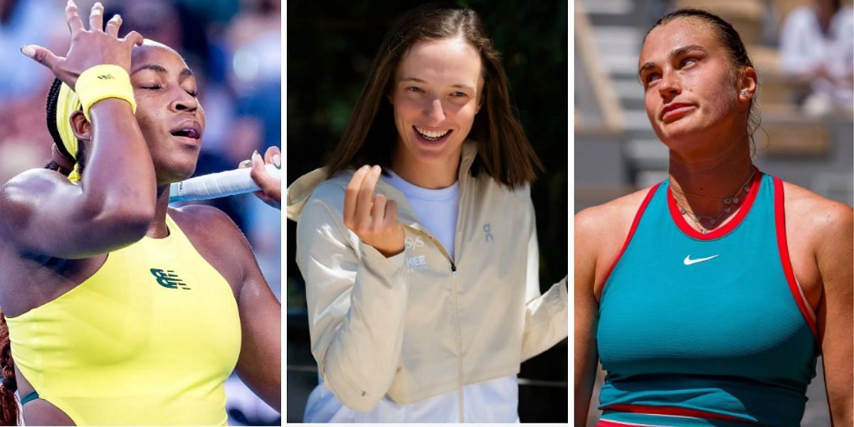 Coco Gauff (L), Iga Swiatek (M), Aryna Sabalenka (R) (Source - GETTY)