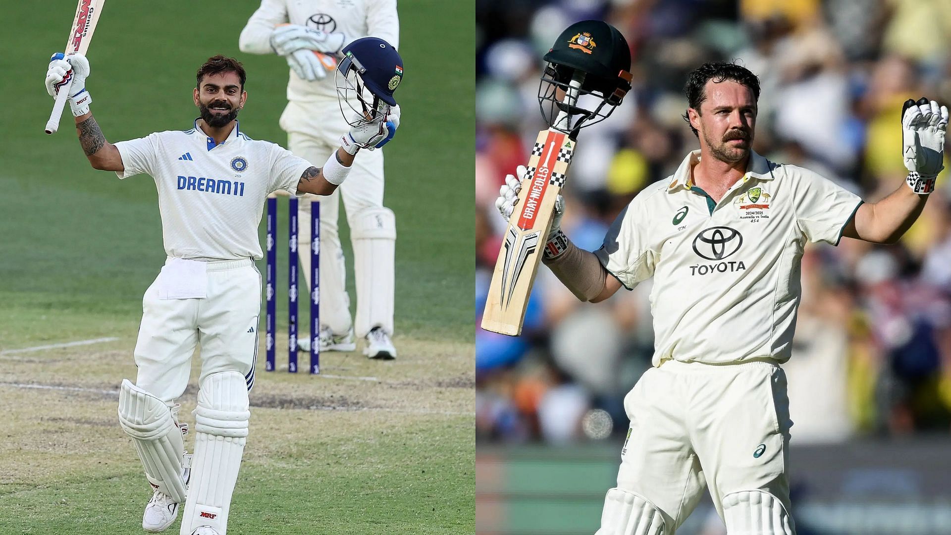 Comparison of Test stats of Virat Kohli and Travis Head (Images via Getty)