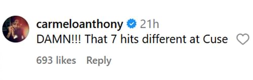 Syracuse legend Carmelo Anthony reacts to son Kiyan Anthony's Orange jersey number reveal (source: IG/ cuse_mbb)