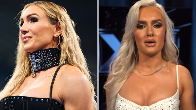 Charlotte Flair reacts after Mariah May debuts in WWE