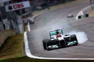 Michael Schumacher of Germany and Mercedes GP drives during qualifying for the Brazilian Formula One Grand Prix in 2012 - Source: Getty