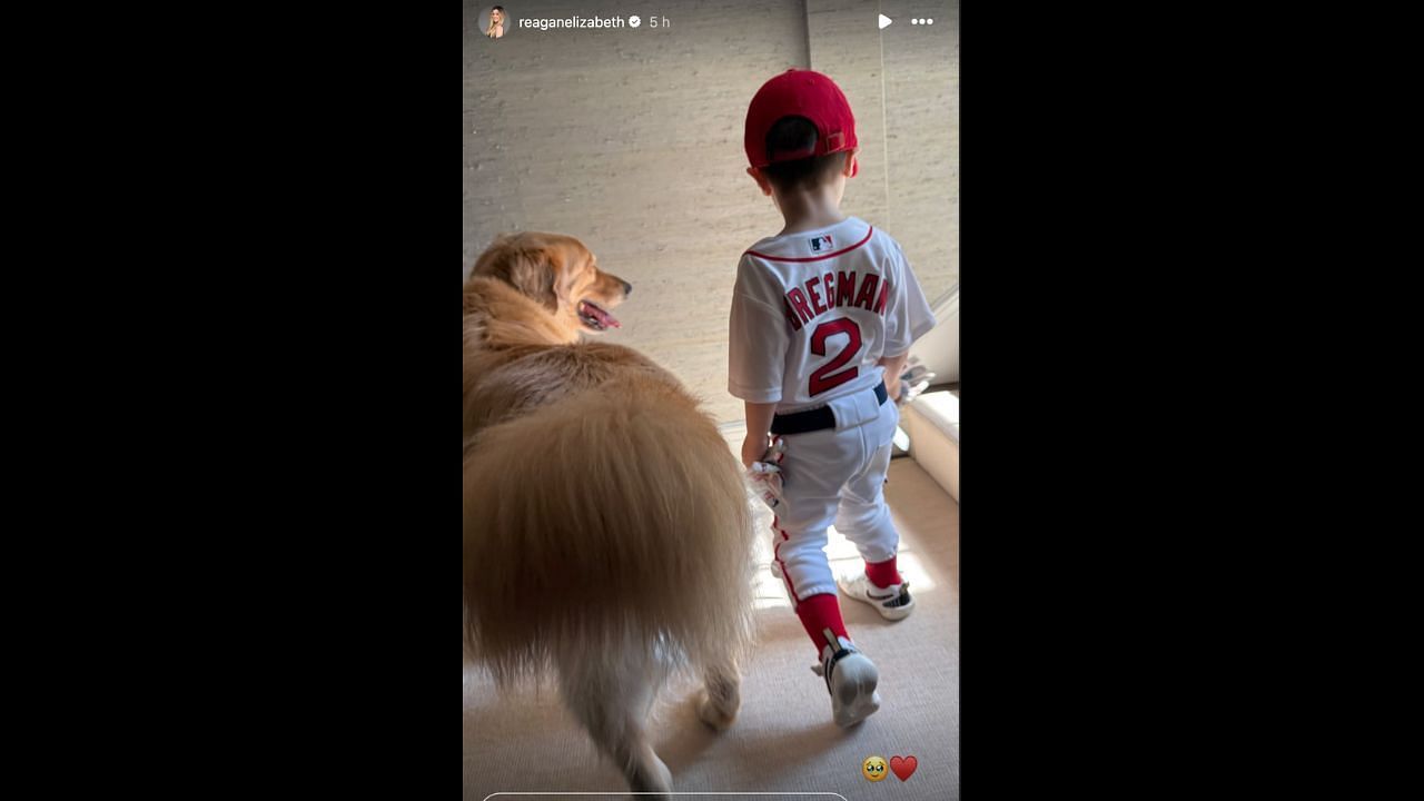 Zachytávanie obrazovky histórie Instagramu Reagan Elizabeth so svojím synom Knoxom a psom Hank (obrázky - Instagram.com/@reaganelizabeth IG Stories)