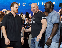 "You need to put a small ring" - Canelo Alvarez and Terence Crawford trade jabs over ring size and ego at press conference