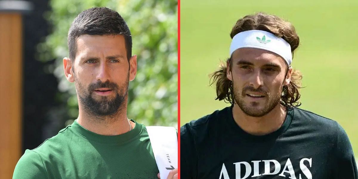 Novak Djokovic (left), Stefanos Tsitsipas (right), Sources: Getty