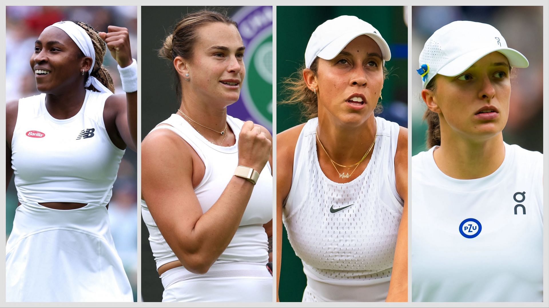 Coco Gauff, Aryna Sabalenka, Madison Keys and Iga Swiatek are all gunning to win their first Wimbledon title. (Photos: Getty)