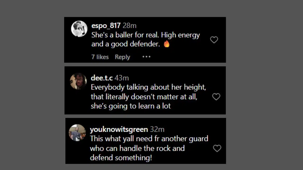 Fans comment on Aari McDonald joining the Fever squad. (Credits: @indianafever/Instagram)