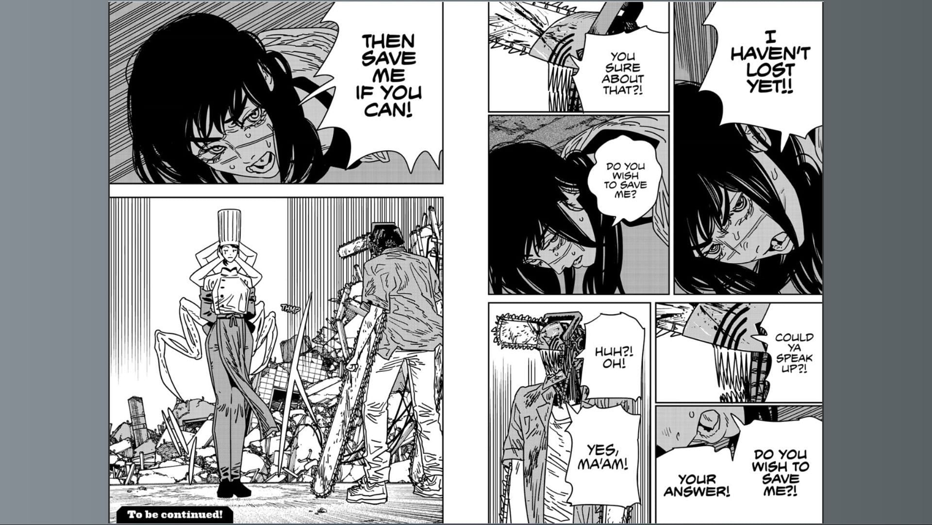 Asa asks for Denji&#039;s help in chapter 205 of the manga (Image via Shueisha)