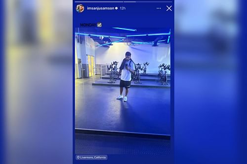 Sanju Samson shares a glimpse of his gym session (Image via Instagram-@imsanjusamson)