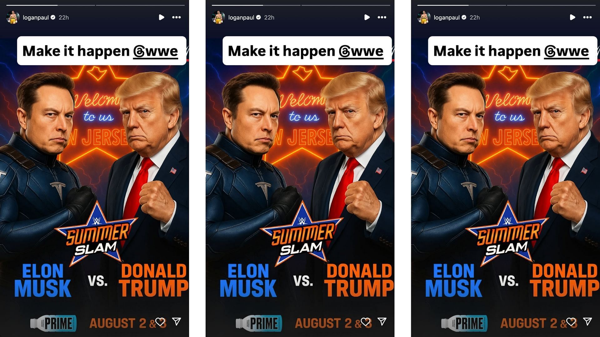 The RAW star suggested Musk and Trump battle at SummerSlam 2025. [Image credits: Logan Paul on Instagram]