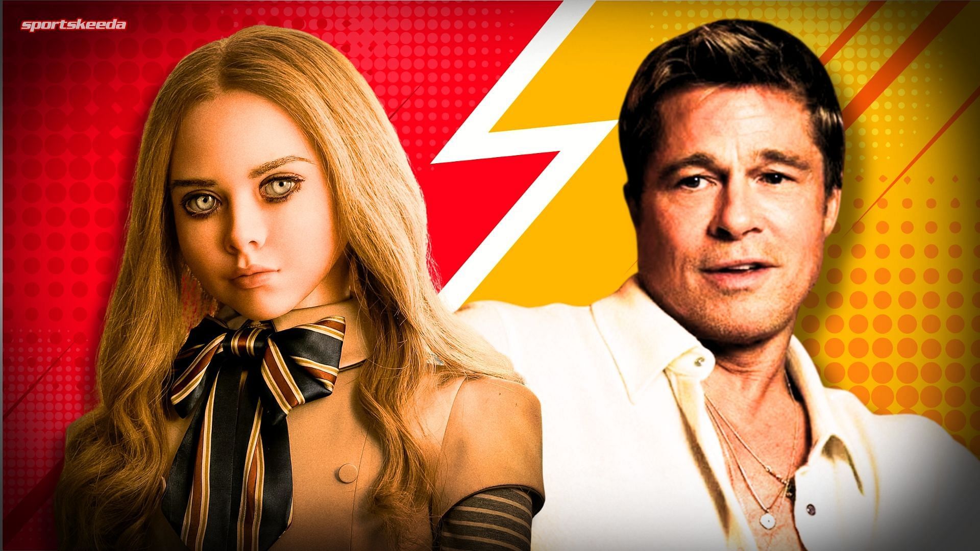 Brad Pitt as Sonny Hayes in F1: The Movie and Allison Williams as Gemma in M3GAN 2.0 (Custom cover edited by Sportskeeda, original image via YouTube/@WarnerBros)