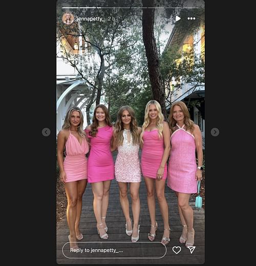 Jenna Petty's Instagram story featuring Todd Gilliland's wife and Zane Smith's girlfriend. Source:@Instagram/jennapetty_