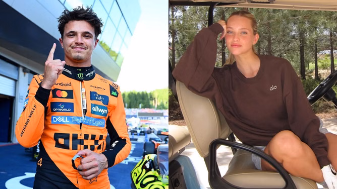Lando Norris’ girlfriend Margarida Corceiro poses in a brown swimsuit as she vacations in Spain