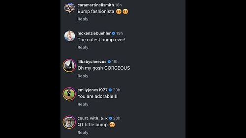 Screenshot of Cara Smith, Chase Bellinger and Kourtney Turner's comments on Madisyn Seager's Instagram post (Image from - Instagram.com/@madyseager)