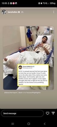 Ben Shelton IG Story | Source: Ben Shelton Instagram/@benshelton