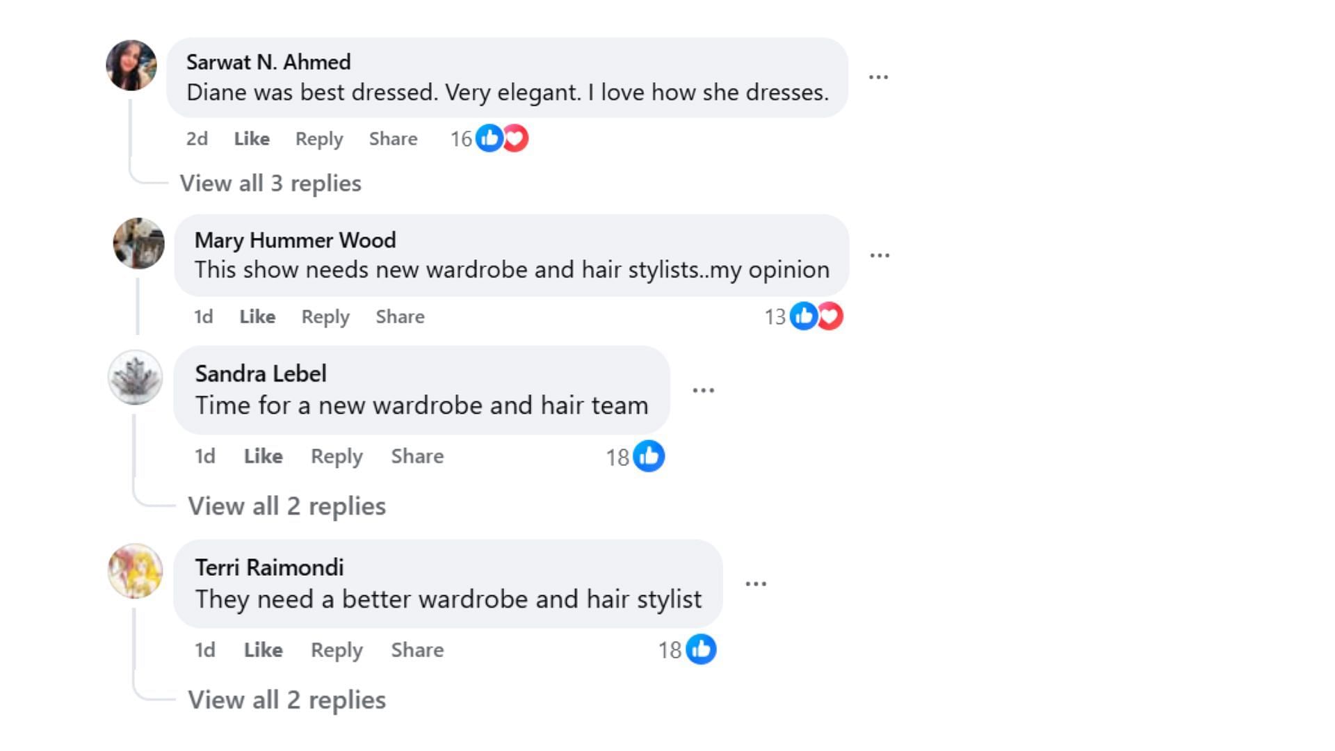 Comments by fans on the post (Image via Facebook/@Diane Diffendale Porcello)
