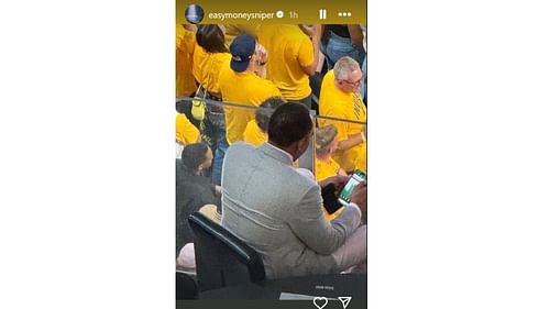 Kevin Durant calls out Stephen A. Smith for playing solitaire in the middle of Game 4 of the NBA Finals on Friday. [photo: @easymoneysniper/IG]
