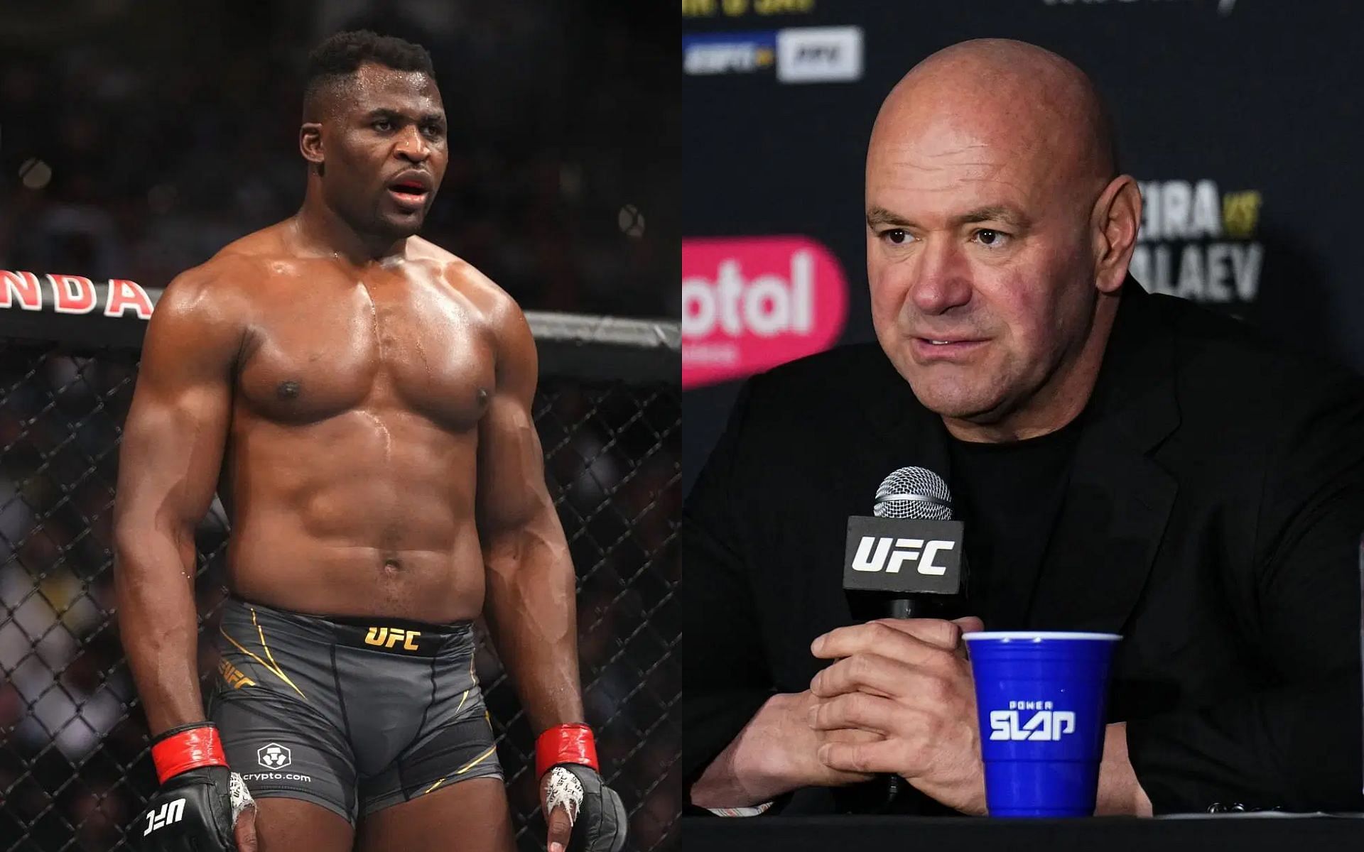 Dana White (right) shares strong response after being asked if Francis Ngannou (left) could return to the UFC [Images courtesy: Getty Images]