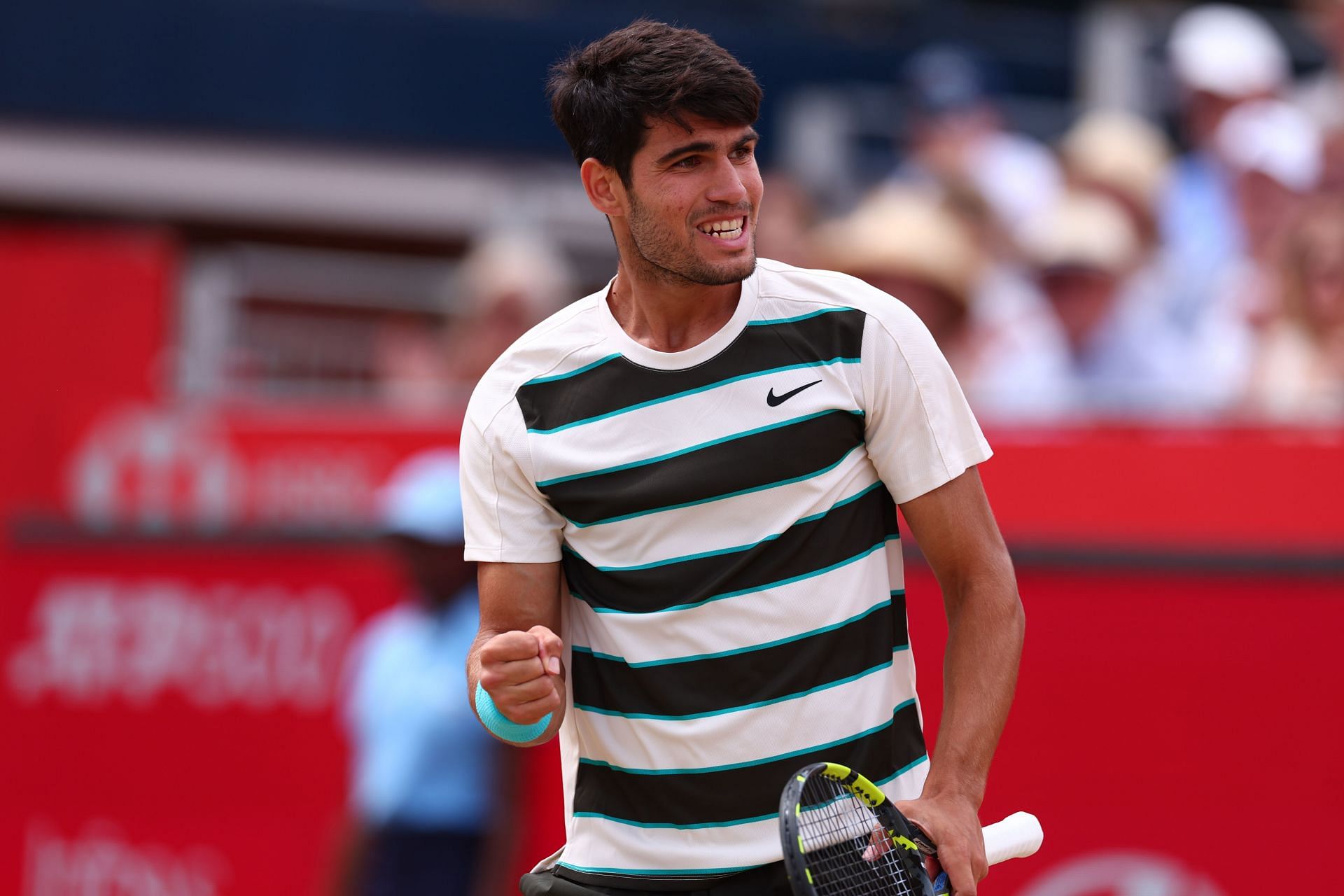 Carlos Alcaraz at The Queen's Club in London, England. (Photo via Getty Images)