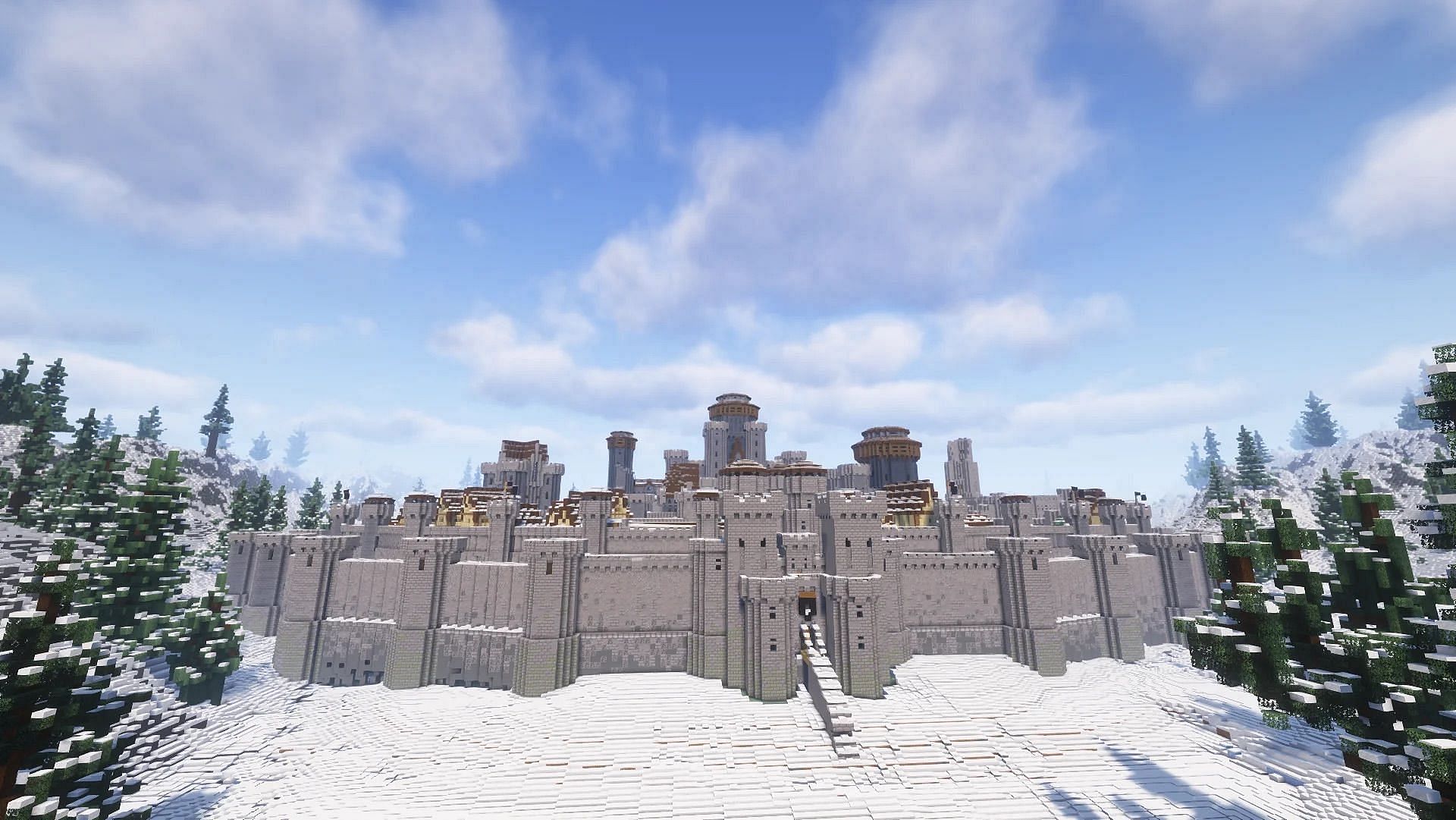 The Winterfell castle build in Minecraft (Image via Reddit/afroforge || Mojang Studios)
