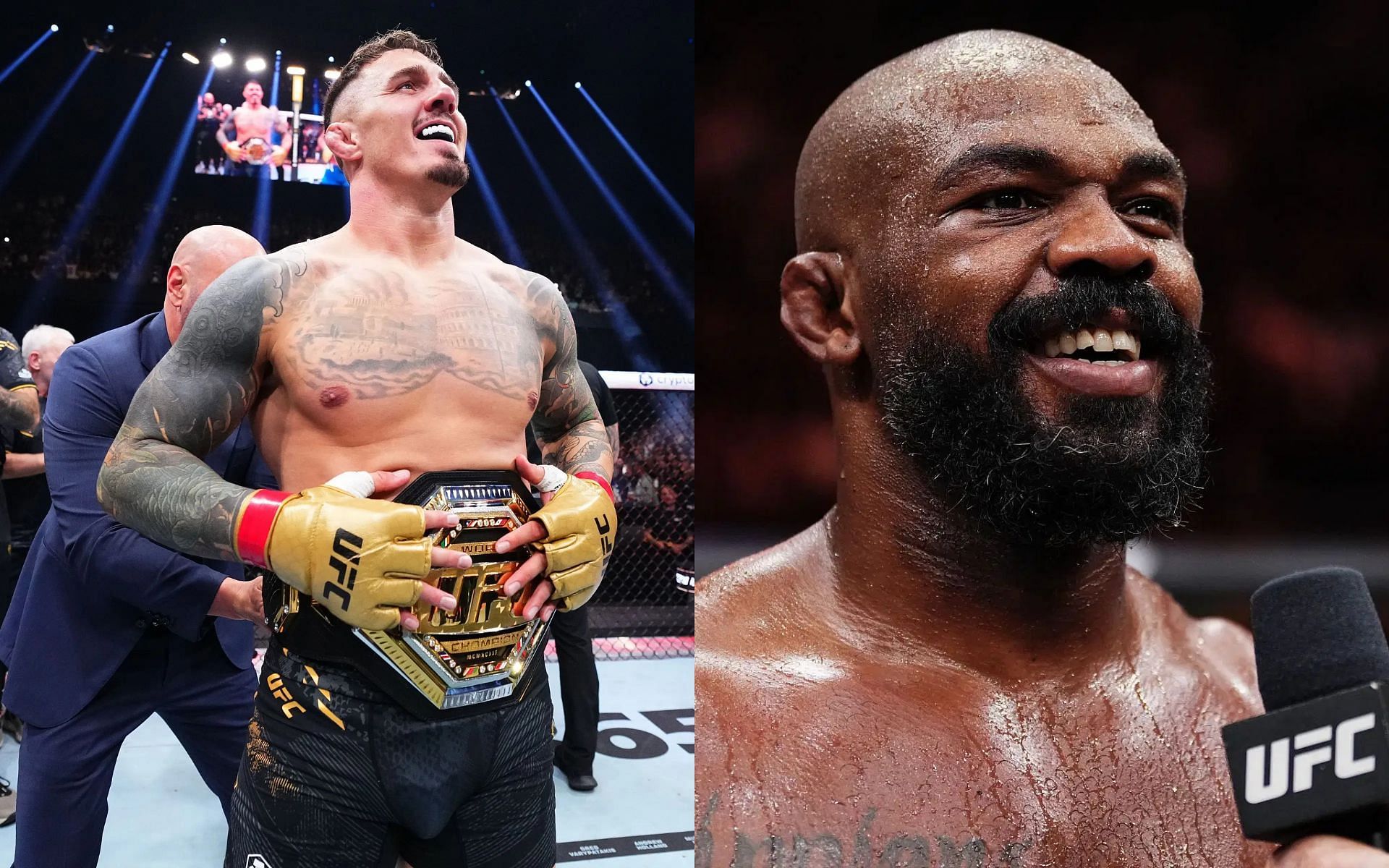 Tom Aspinall (left) says he was aware that Jon Jones (right) didn