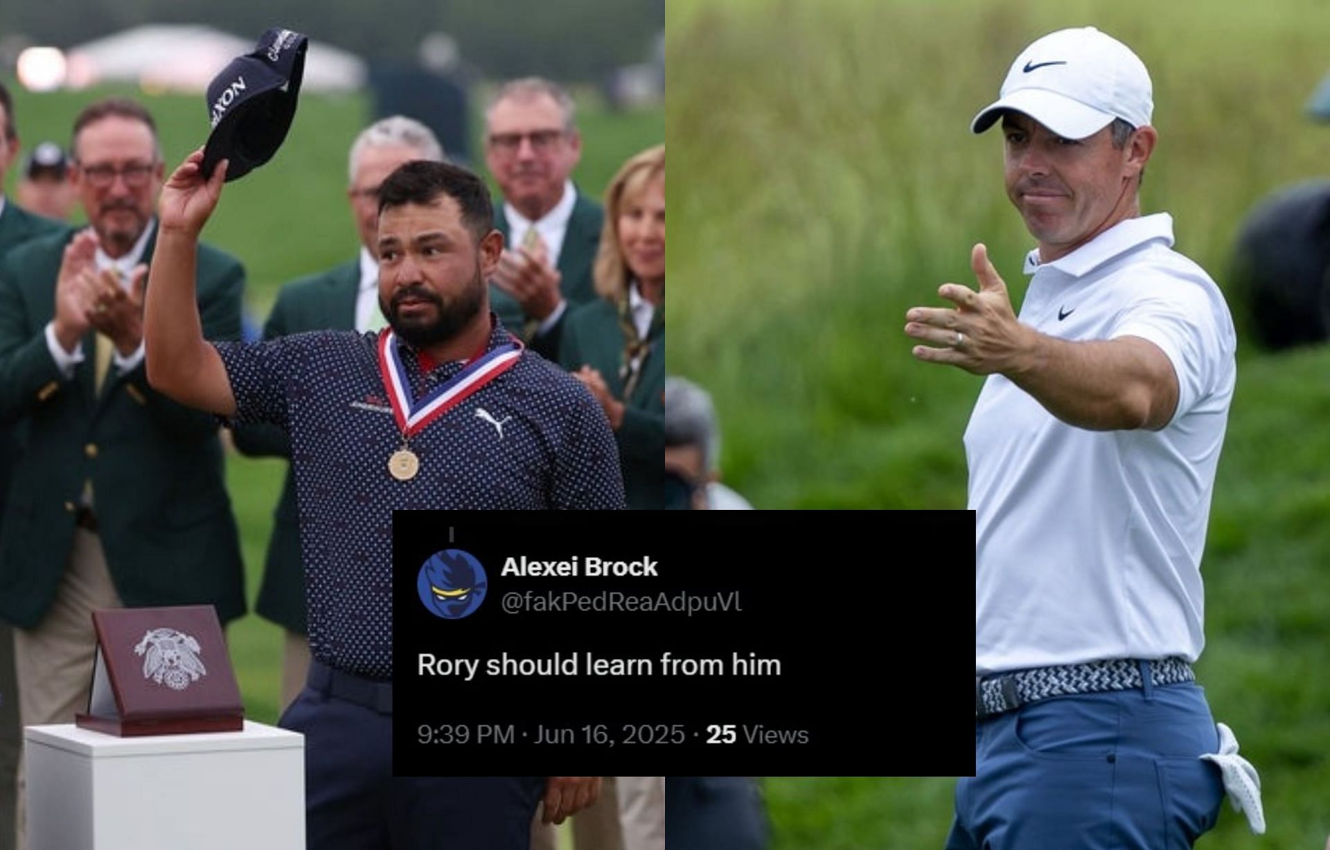 JJ Spaun and Rory McIlroy (Image via Imagn and @fakPedReaAdpuVl X page)