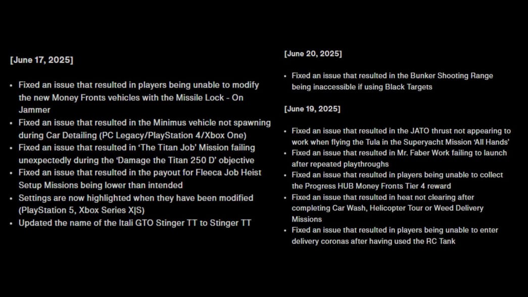 Gta Online Patch Notes Of The Latest Update Revealed