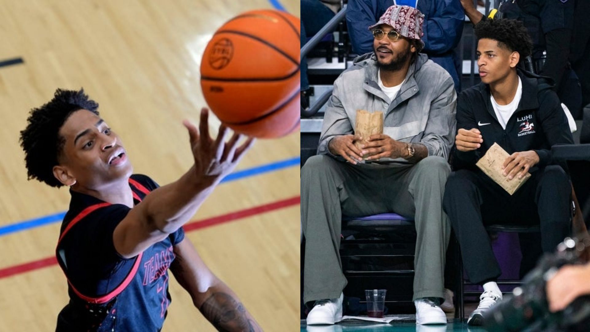 Kiyan Anthony and his father Carmelo Anthony 