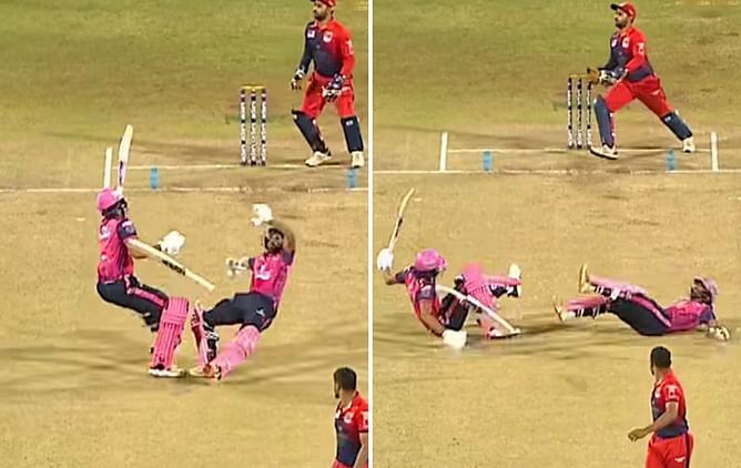 Batters suffer nasty collision but Rahul Tripathi hilariously misses run-out in MPL 2025 Eliminator [Watch]